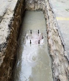 Pouring concrete for seismic retrofit